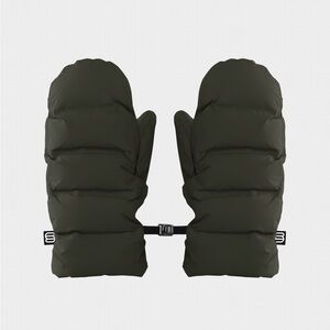 Aritzia Dark Green Puffer Mittens